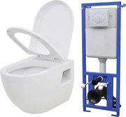 vidaXL Toaletă suspendată cu rezervor WC ascuns, alb, ceramică