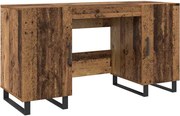 vidaXL Birou cu raft cu ușă Lemn vechi 140 x 50 x 75 cm Lemn compozit