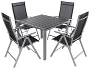Set de gradina Alvero, patrat - 4 locuri, negru/gri