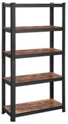 Raft de depozitare DUSTY, 5 polițe, max. 650kg, negru/maro SongmicsHome