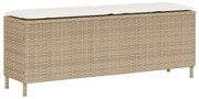 vidaXL Bancă de grădină cu pernă Bej 110x30x40,5 cm Poly Ratan