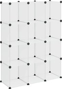 vidaXL Organizator cub de depozitare, 12 cuburi, transparent, PP