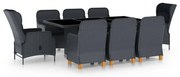 vidaXL Set mobilier exterior cu perne, 9 piese, gri închis, poliratan
