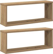vidaXL Rafturi de perete cub 2 buc. stejar artizanal, 60x15x23 cm lemn