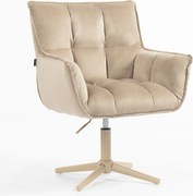 HR560CROSS Scaun Catifea Latte cu Bază Crem