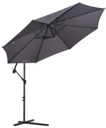 Outsunny Umbrelă Descentralizată pentru Exterior, Gri, Manivelă, Oțel și Poliester Anti-UV, Φ300x250cm | Aosom Romania