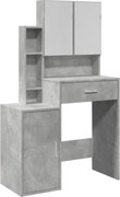 vidaXL Masă de toaletă cu dulap, gri beton, 80x35x132 cm