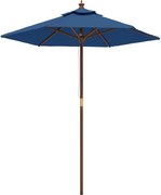 vidaXL Umbrelă de soare de grădină stâlp din lemn, albastru 196x231 cm
