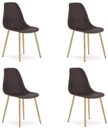 Set 4 Scaune Bucatarie/Dining Velo Plus Maro Picioare Metalice Finisaj Lemn