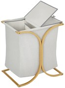 HOMCOM Coș de Rufe Dublu cu 2 Secțiuni, Coș de Rufe din Bambus cu Capac, 55x40x62 cm, Gri