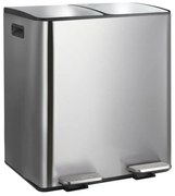 Coș de gunoi argintiu mat pentru reciclare/cu pedală 2x20 l din oțel Aliya – Spirella