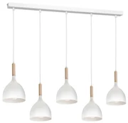 Lustră pe cablu NOAK 5xE27/60W/230V albă/lemn