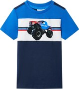 vidaXL Tricou pentru copii, albastru și bleumarin, 128