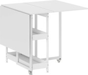 HOMCOM Masă Pliabilă cu 2 Blaturi Rabatabile pentru 4 Persoane cu 2 Rafturi Deschise, Gri | Aosom Romania