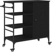 vidaXL Troler de Bucătărie Stejar Negru 87.5 x 39 x 84.5 cm