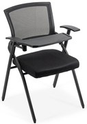 Scaun conferință negru HRC 603 din mesh cu cadru metalic și măsuță rabatabilă