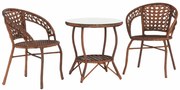 Set de gradina din rattan  1 + 2, maro, JARUB