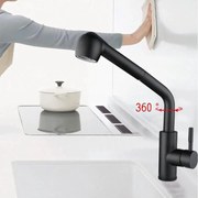 Baterie Bucătărie cu Duș Extractibil, Inox Negru Model HS004 – Design Modern și Funcționalitate pentru Orice Bucătărie