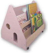 Biblioteca Montessori cu roti, in forma de casuta BOOKY Pearl Pink