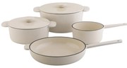 Set oale de fonta emailate, 6 piese, cu tigaie si oala sos Anden Carl Schmidt Sohn102906, crem