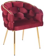 Scaun dining, tapiterie catifea, cadru metalic auriu, Violet