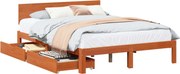 vidaXL Cadru de pat cu headboard 3 pcs Maroniu cerat Lemn de pin masiv