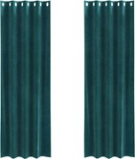 vidaXL Perdele opace 2 pcs Verde închis 140 x 225 cm Catifea