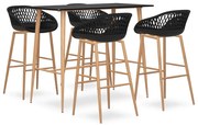 vidaXL Set mobilier de bar, 5 piese, negru