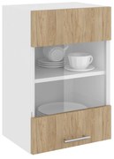 Corp Superior Karo, O Usa, cu sticla, Lemn Natural/Alb, 40 x 30 x 60 cm