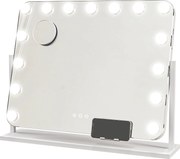HOMCOM Oglindă Machiaj cu 15 LED-uri din Sticlă și Metal Alb | Aosom Romania