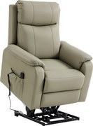HOMCOM Fotoliu Electric cu Funcție de Ridicare Rabatabil 170° din Piele Ecologică Respirabilă cu 2 Motoare, Telecomandă, 4 Roți, Frână, Suport Picioare, Buzunare Laterale, Crem | Aosom Romania