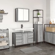 vidaXL Set de mobilier pentru baie cu sertar 2 pcs Gri sonoma și Negru
