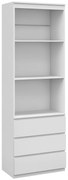 HOMCOM Bibliotecă înaltă de 180 cm cu 3 rafturi și 3 sertare 60 x 35 x 180 cm din lemn alb | Aosom Romania