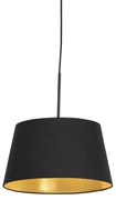 Lampă suspendată cu abajur din bumbac negru și auriu 32 cm - Combi