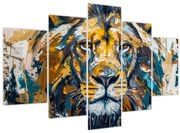 Tablou - pictură în ulei abstractă cu leu (150x105 cm)