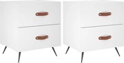 vidaXL Noptiere, 2 buc., alb, 40x35x47,5 cm, lemn compozit