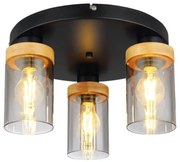 Plafoniera cu 3 surse de iluminat design modern FINCA negru mat, maro inchis