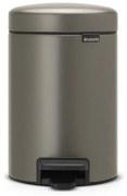 Cos de gunoi cu pedala Brabantia NewIcon 648999, 3 L, Inchidere lina, Baza antiderapanta, Gri