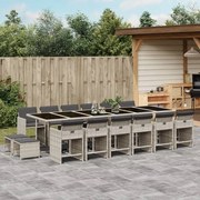 vidaXL Set mobilier de grădină cu perne 17 piese gri deschis poliratan