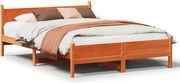 vidaXL Cadru pat fără saltea, maro ceruit, 135x190 cm, lemn masiv pin