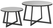 Outsunny Set 2 Măsuțe de Grădină cu Blat din Sticlă Securizată, Ø70x45 cm, Gri | Aosom Romania