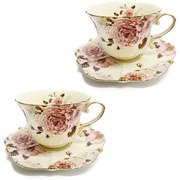 Serviciu Portelan Vintage 2 Cesti si farfurii, Magnolia