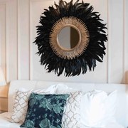 Oglinda decorativa de perete cu pene negre AYLIN, 100 cm