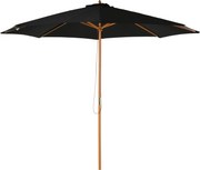 Outsunny Umbrelă de Grădină 3 m cu Stâlp din Lemn, 8 Spițe și Acoperire din Poliester, Neagră | Aosom Romania