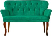 Canapea 2 persoane verde catifelat Homs textil cu picioare lemn