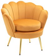 HOMCOM Fotoliu Vintage din Catifea Galbenă, Design Elegant pentru Living sau Birou, Confort Superior | Aosom Romania