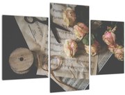 Tablou cu note muzicale și trandafiri (90x60 cm)