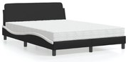 vidaXL Pat cu saltea, negru și alb, 140x200 cm, piele ecologică