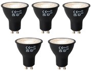 Set de 5 becuri LED GU10 negre, reglabile, 6W, 450 lm, 3000K