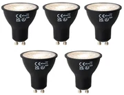 Set de 5 becuri LED GU10 negre, reglabile, 6W, 450 lm, 3000K